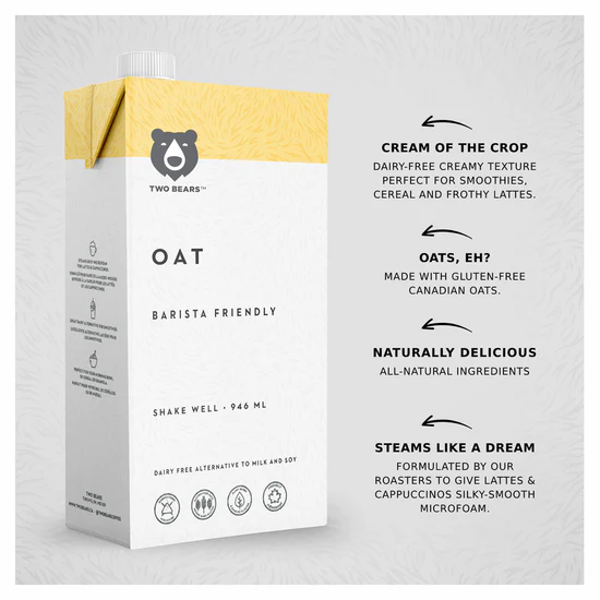 Two Bears - Barista Oat Milk (946 ml) - 6 x 1L