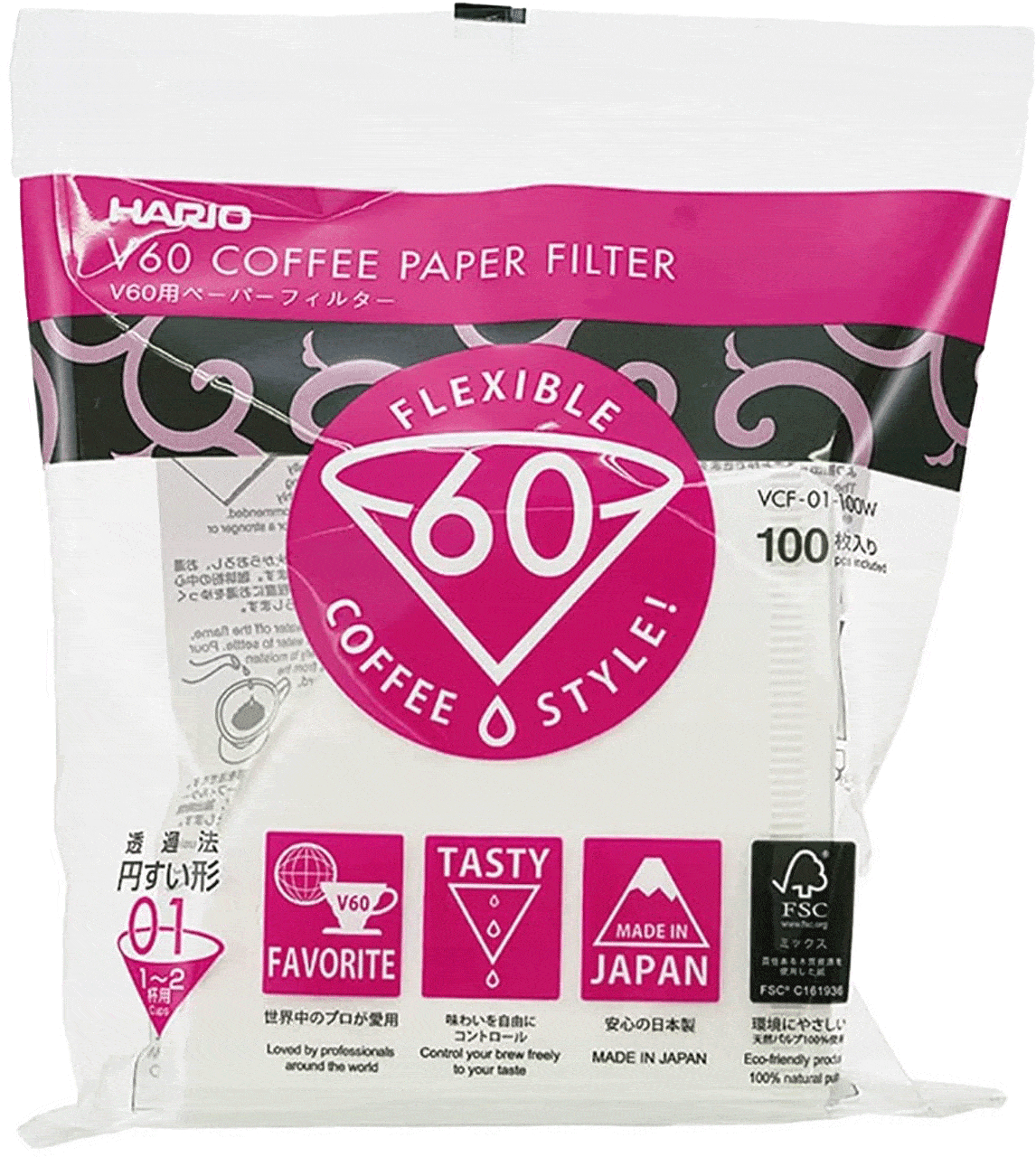 HARIO - V60-01 Filters - 100 Sheet Pack